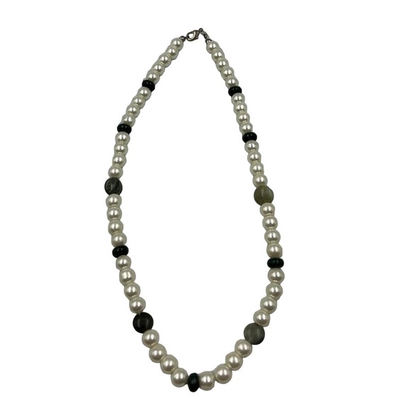 Vintage String Pearls & Beads MidCentury MCM Jewelry Necklace Clasp Closure - Picture 1 of 7
